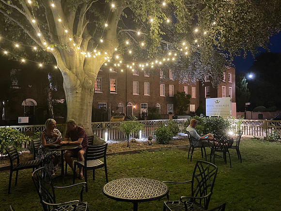 Royal Adelaide with lights in garden, image credit Royal Adelaide